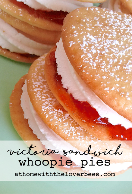 Victoria Sandwich Whoopie Pies pin from At Home with the Loverbees