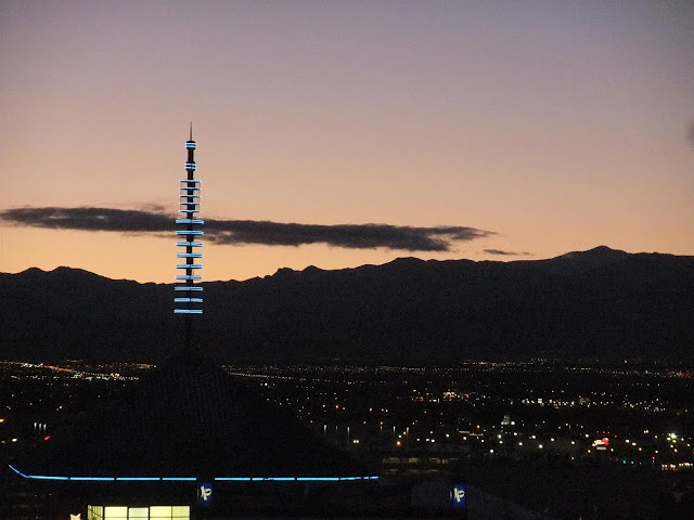 view from our las vegas hotel room, mountains, casino, strip