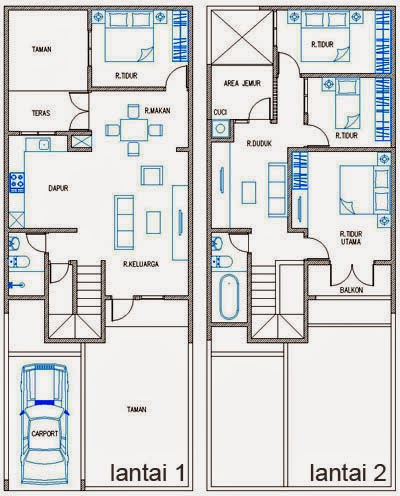 contoh denah rumah minimalis 2 lantai