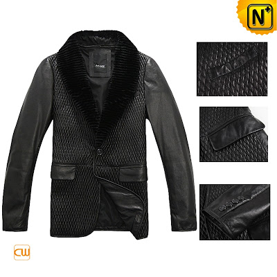 Men Quilted Sheepskin Blazer