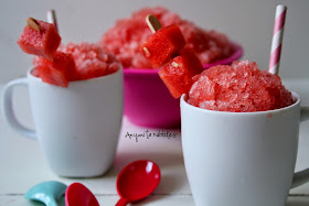 Two mugs of granita with watermelon skewers from Anyonita Nibbles