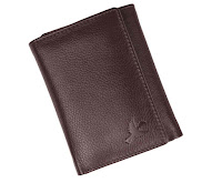 Tri- fold leather wallet for men