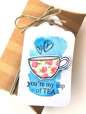 Day #2 - Coffer Lovers Blog Hop - You're My Cup of Tea by Jane Beljo - #coffeeloversblog #tea #tag #giffbox #pillowbox #tag #kraft #clearstamps #DIY