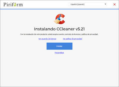 Inicio instalación Ccleaner