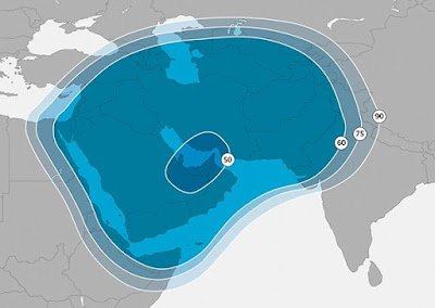 تغطية قمر Al Yah 1 الياه سات 52.5° شرقا الحزمة الشرقية