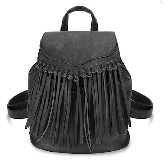 Women PU Leather Tassel Travel Satchel Shoulder Backpack Student School Bag