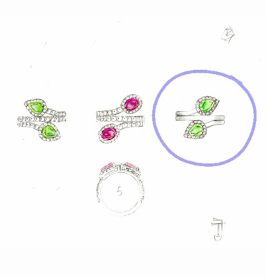 Birks Custom Peridot Ring Sketches