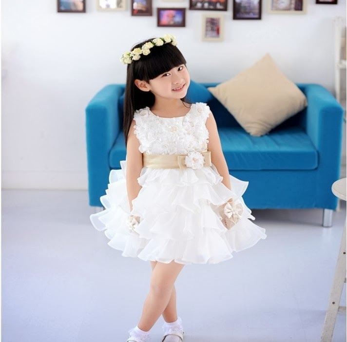 Vestido Infantil Floral Branco