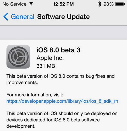 Apple libera la tercera versión de pruebas de iOS 8 para desarrolladores  