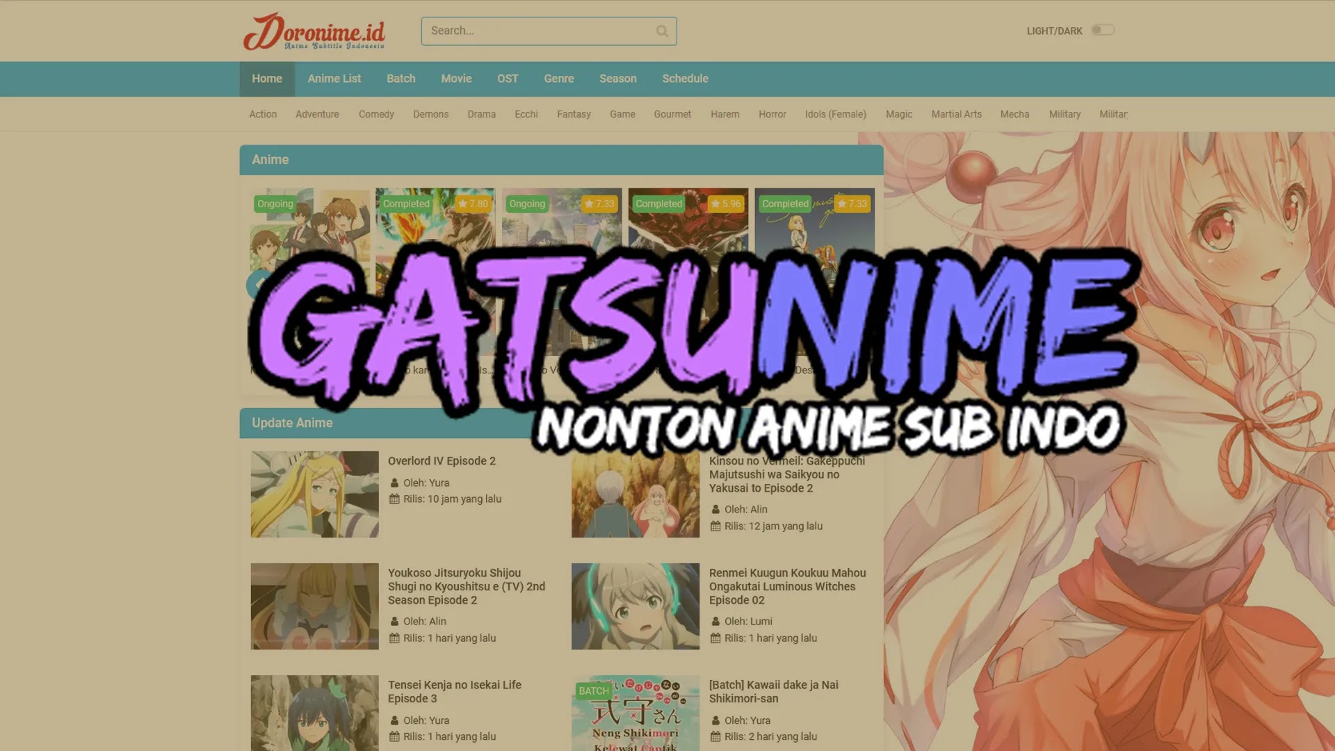 Gatsunime Situs Nonton Streaming dan Download Anime Lengkap