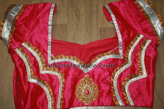 Saree Blouse Designs in Raw Silk