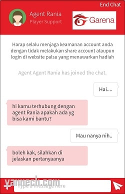 Cara Menghubungi CS Garena Melalui Chat Secara Langsung 