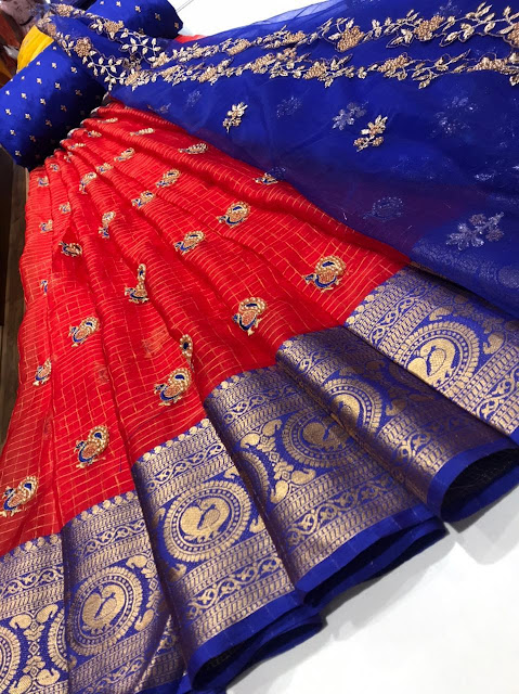  Organza Lehenaga with Beautiful  Kanchi Border