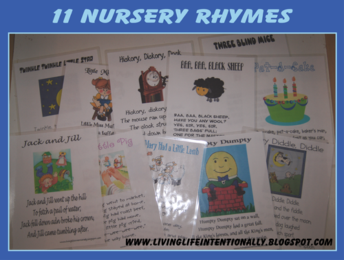 11 Nursery Rhyme Sheets