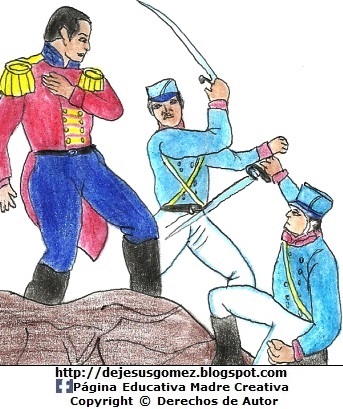 Dibujo de la Batalla de Junín a colores