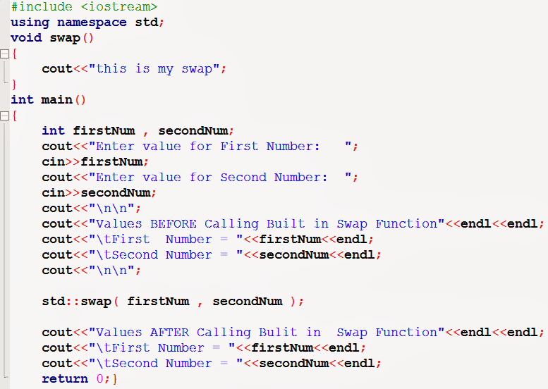 C program to swap two numbers using built in swap C program to swap two numbers using built in swap