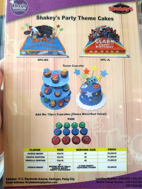 Shakey's Cakes and Cupcakes Packages for their Kiddie Party