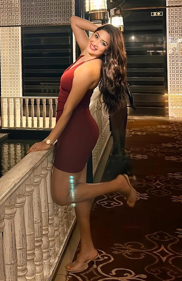 esshanya maheshwari sexy legs curvy body short red dress