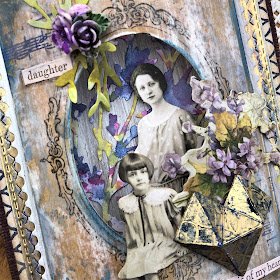 Sara Emily Barker Vintage Valentine Card  https://sarascloset1.blogspot.com/2019/01/the-music-of-my-heart-vintage-valentine.html Tim Holtz Sizzix Faceted Heart and Organic Stampers Anonymous Lattice & Flourish 5