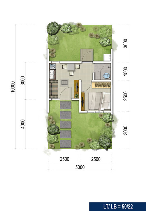 LINGKAR WARNA Denah  rumah  minimalis  ukuran  5x10  meter 1 