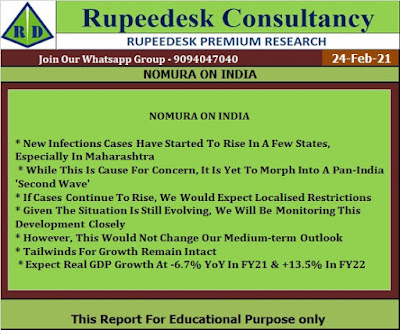 NOMURA ON INDIA - Rupeedesk Reports - 24.02.2021