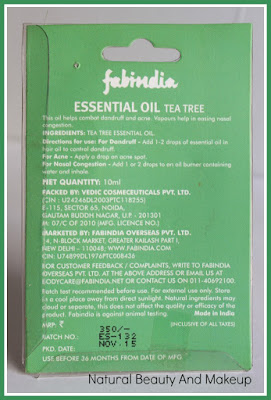 Fabindia Tea Tree Essential Oil: Review, Price & Other Details on Natural Beauty And Makeup Blog