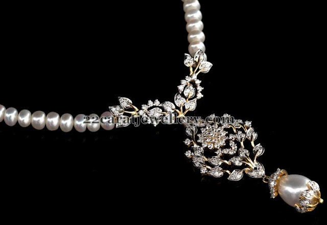 Pearls Set with Simple Diamond Locket