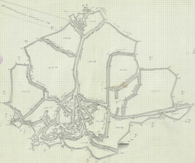 Detalle del plano callejero de Yunquera en 1894. Fuente: Instituto Cartográfico de Andalucía.