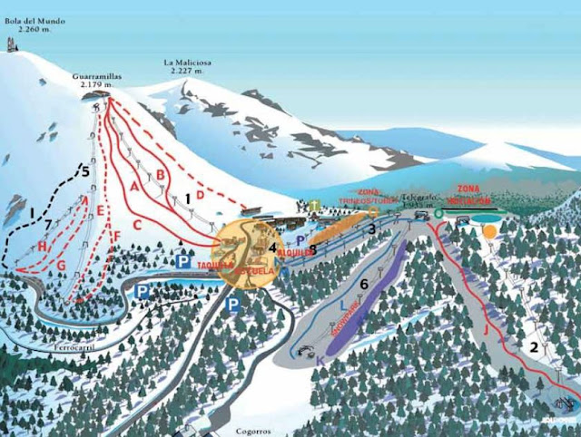 plano de pistas de esquí Puerto de Navacerrada