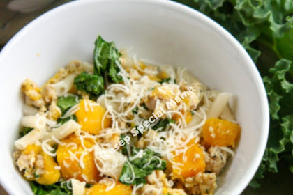 KALE, SAUSAGE AND BUTTERNUT SQUASH PASTA