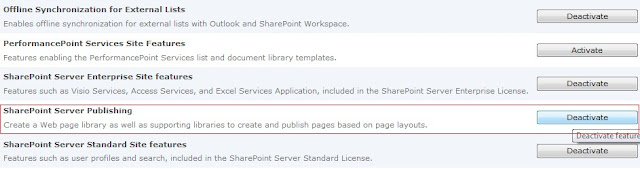 deactivate sharepoint server publishing