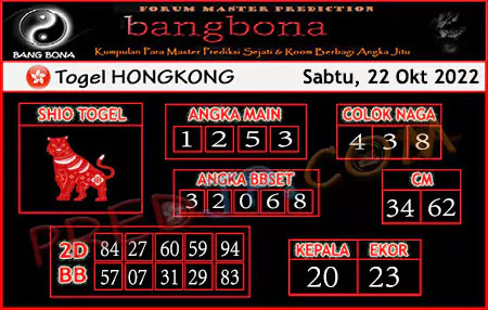 Prediksi HK Bangbona Sabtu 22 Oktober 2022