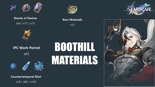 Honkai Star Rail boothill mats, Honkai Star Rail boothill materials, hsr boothill mats, hsr boothill materials, boothill hsr materials, boothill Ascension Materials, boothill trace Materials, boothill Materials guide