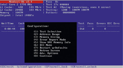 Identificação de memórias RAM com o programa memtest86+