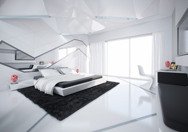 Kamar tidur nuansa Hitam Putih didesain dengan menunjukkan dominasi warna Hitam Putih pada 59 Tipe Kamar Tidur Nuansa Hitam Putih