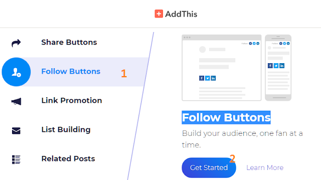 Cara membuat tombol follow social media via addthis