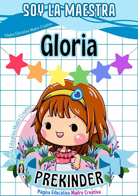 Cartel de Maestra Gloria de nivel PreKinder