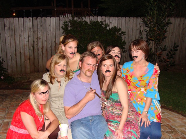 girls with mustaches. {Church girls in mustaches!