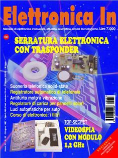 Elettronica In 20 - Giugno 1997 | ISSN 1124-8548 | TRUE PDF | Mensile | Elettronica
Elettronica In è una rivista mensile (10 numeri all'anno) di elettronica applicata con intenti didattici e divulgativi, rivolta a quanti operano nel campo della progettazione elettronica. 
In particolare ci rivolgiamo a quanti lavorano nei laboratori di Ricerca e Sviluppo e negli Uffici Tecnici di piccole e medie aziende nonché a quanti frequentano Corsi di Studio nel settore elettronico e informatico (studenti universitari e di scuola media superiore) ed ai loro insegnanti.
Prestiamo particolare attenzione anche a coloro che, pur non operando professionalmente in questi campi, sono affascinati dalla possibilità di realizzare in proprio dispositivi elettronici per gli impieghi più vari. 
I contenuti della rivista possono essere suddivisi in due differenti tipologie:
- Progetti pratici;
- Corsi teorici
In ciascun numero della rivista proponiamo progetti tecnologicamente molto avanzati, sia dal punto di vista hardware che software, che cerchiamo di illustrare nella forma più chiara e comprensibile occupandoci delle modalità di funzionamento, dei particolari costruttivi e delle problematiche software. In questo modo il lettore può acquisire e sperimentare in pratica una serie di conoscenze utili per cimentarsi in seguito con progetti simili o ancora più complessi. In ogni caso tutti i circuiti proposti sono originali ed hanno un'utilità immediata.
Nel secondo caso (Corsi teorici) vengono trattati argomenti di grande attualità per i quali non esistono ancora (o esistono in maniera frammentaria) informazioni approfondite. Agli aspetti teorici fanno sempre seguito applicazioni pratiche con le quali verificare sul campo le nozioni teoriche apprese.