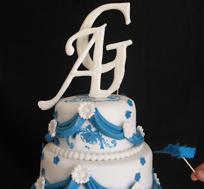 Fourtier Wedding Cake Turquoise Blue Drapes
