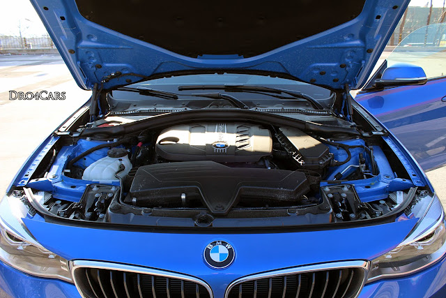 The BMW 3 Series GT engine room where you can have one of the 3 petrol engines or one of the 5 diesel engines. The information is based on the European model.