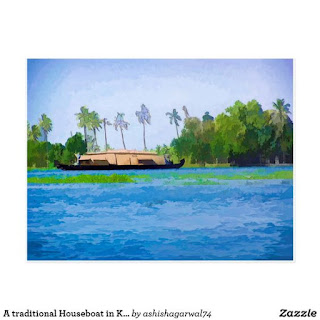 Zazzle Postcard  - A traditional Houseboat in Kerala