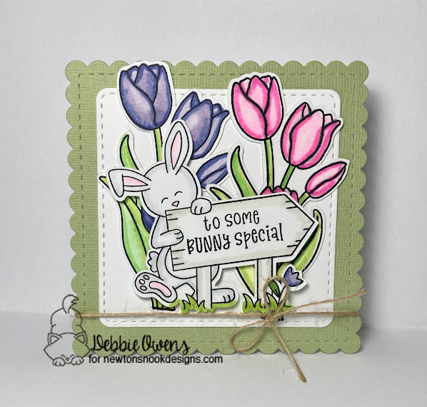 To some bunny special by Debbie features Tulips, Hoppy Greetings, and Frames Squared by Newton's Nook Designs; #inkypaws, #newtonsnook, #eastercards, #bunnycards, #cardmaking