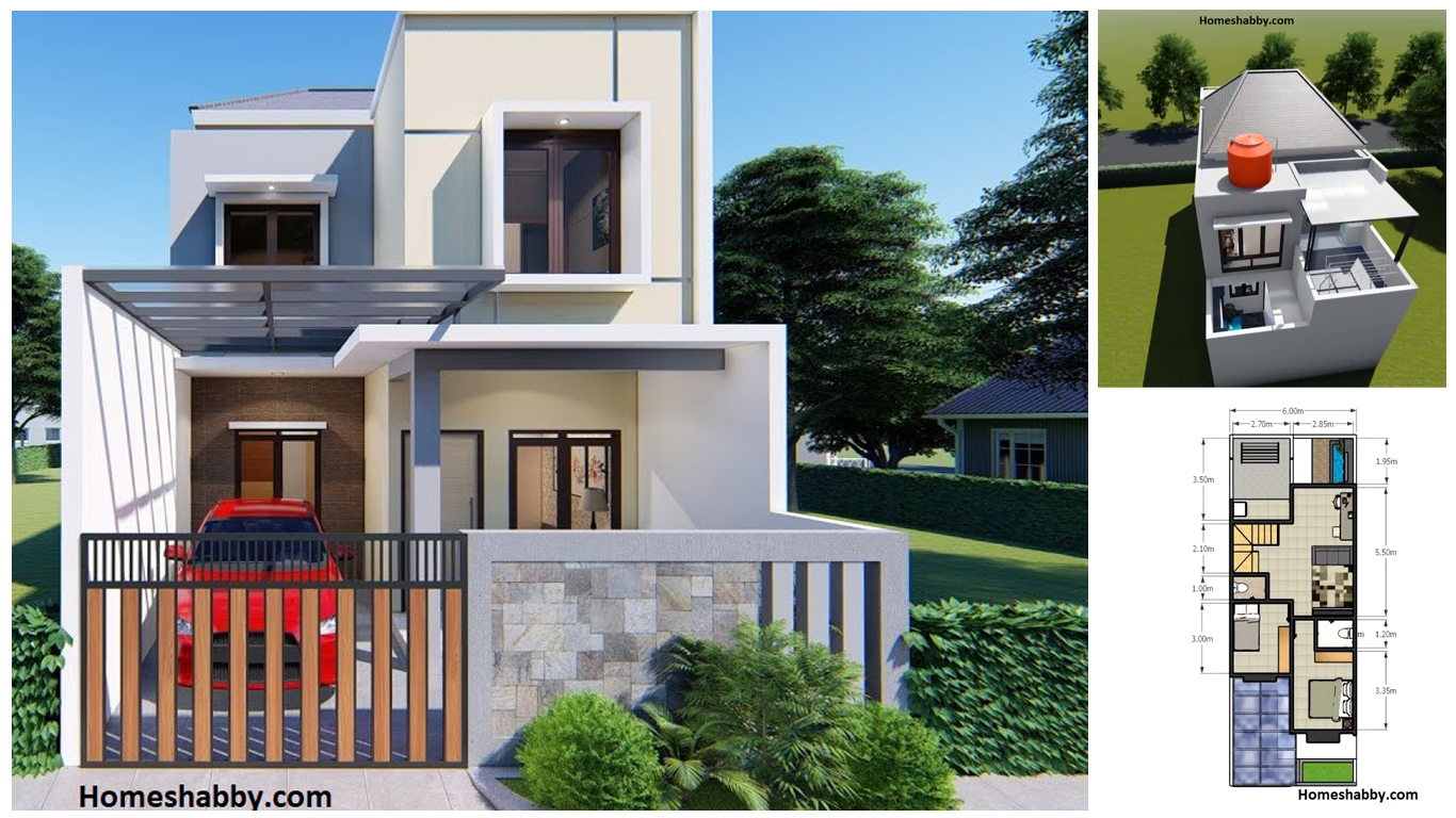 Desain Dan Denah Rumah Minimalis Ukuran 6 X 15 M 2 Lantai Dengan Kolam Ikan Dan Rooftop Jemur Homeshabbycom Design Home Plans