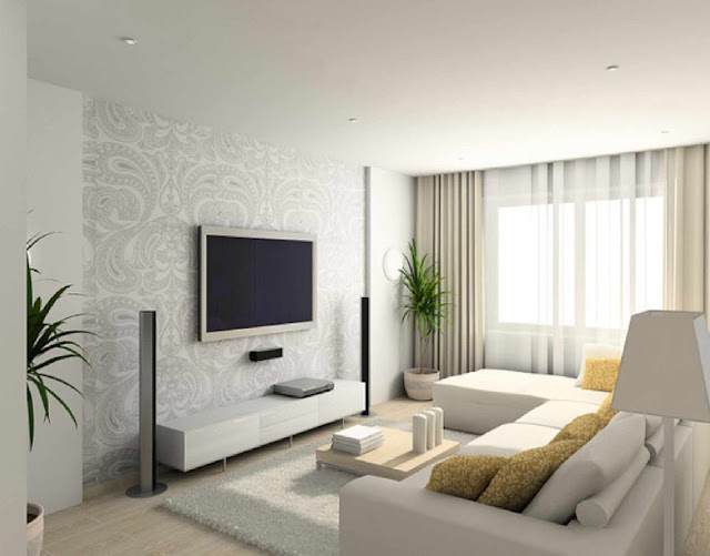 White modern living room interior design furniture