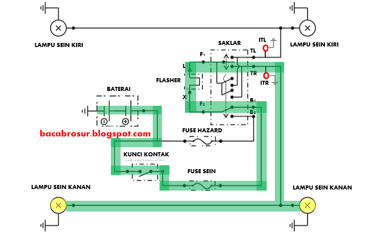 cara kerja rangkaian lampu sein kanan