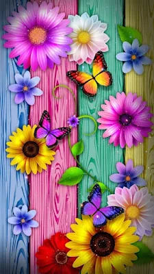 Flores e Borboletas Wallpaper Celular
