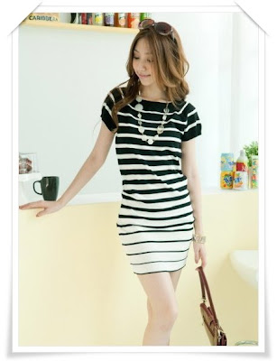 Black  White Striped Maxi Dress on Jy Shops  F 009   Black   White Striped Knitting Dress