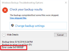 Windows 10'da Dosya Yedekleme Hata Kodu 0x8100002F Çözümü