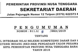 DAFTAR NAMA YANG DI NYATAKAN LULUS SKD - SKB CPNS PROVINSI NTB